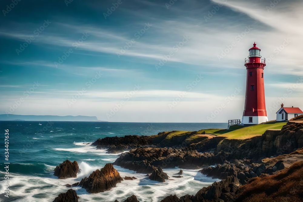 A picturesque lighthouse by the sea