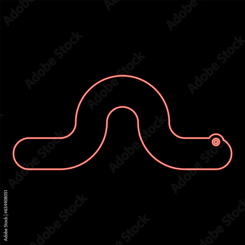 Neon creeping worm earthworm crawling invertebrate creep creature helminth parasite pest crawl angleworm red color vector illustration image flat style