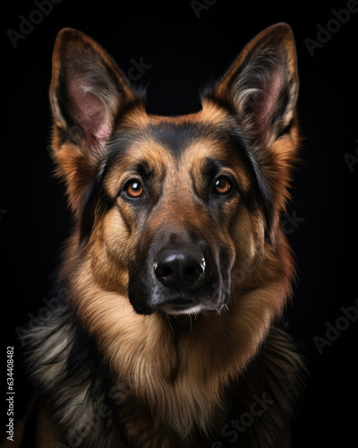 Generated photorealistic image of a German Shepherd with brown eyes