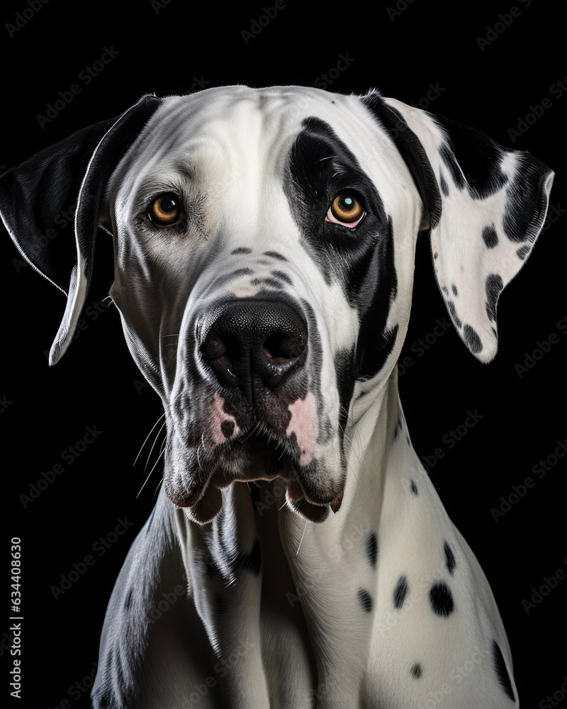 Generated photorealistic image of a spotted Great Dane 