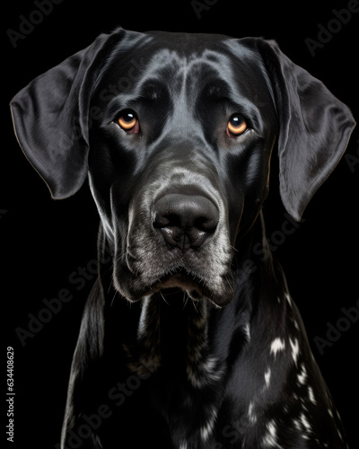 Generated photorealistic image of a black Great Dane