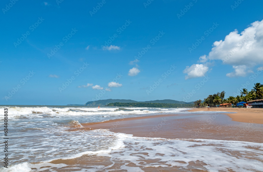 Seashore of the Arabian sea during sunny summer day in South GOA, Agonda in India