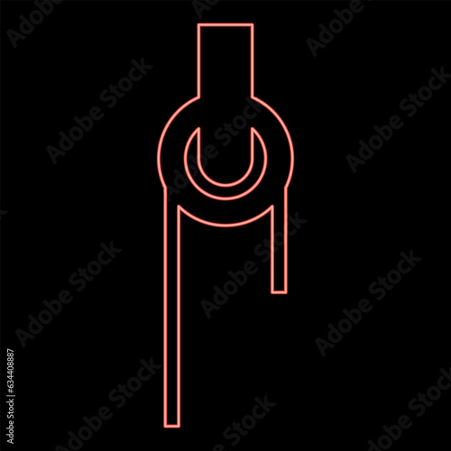 Neon winch with cord pulley construction climbing block equipment sheave red color vector illustration image flat style