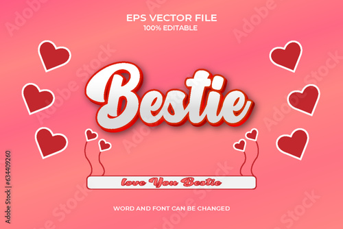 Realistic bestie 3D editable text style effect