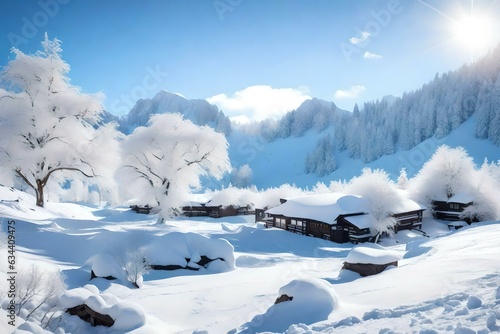 A serene snow-covered landscape