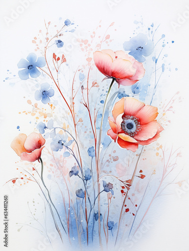 flowers bouquet watercolor art design. Generative AI