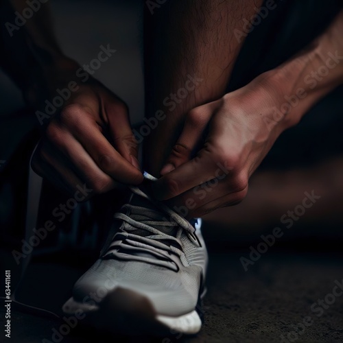 Tying sports shoes