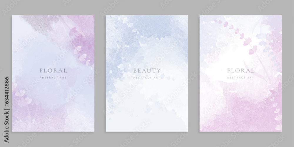 Artistic postcard templates. Romantic floral watercolor background