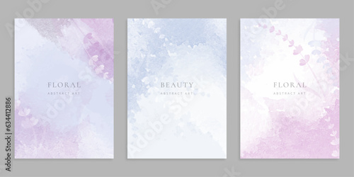 Artistic postcard templates. Romantic floral watercolor background