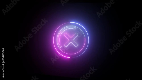 Wallpaper Mural Glowing delete sign icon animation . Neon circle rotation on delete symbol icon . Torontodigital.ca