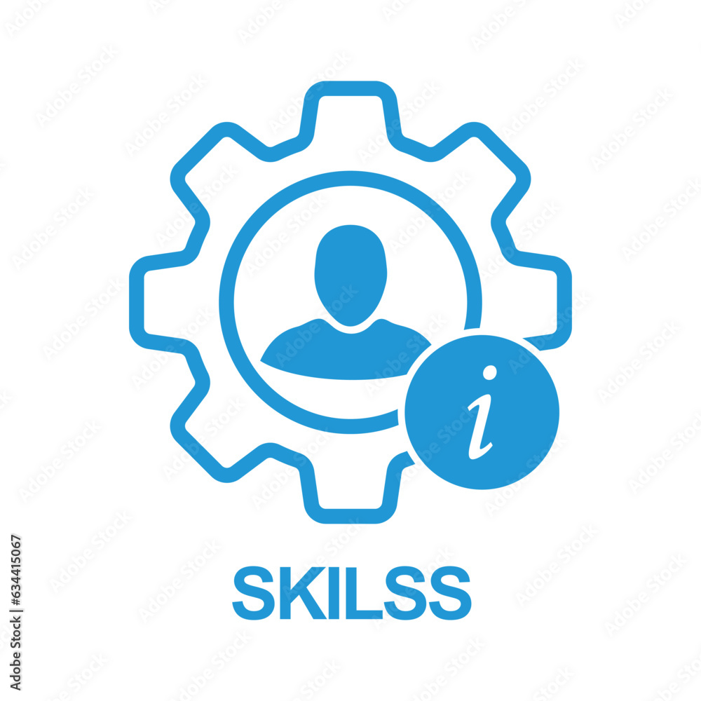 Skills icon with information sign. Skills icon and about, faq, help, hint symbol. Vector icon Skills icon with information sign. Skills icon and about, faq, help, hint symbol. Vector icon