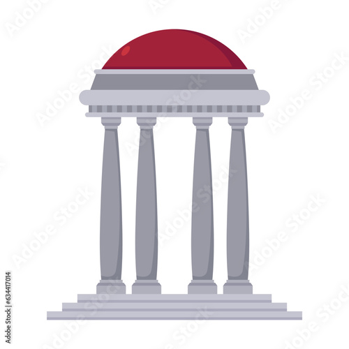 Park pavilion in classic style on white background. Bower, pergola or gazebo cartoon illustration. Park or garden elements. Landscape design concept