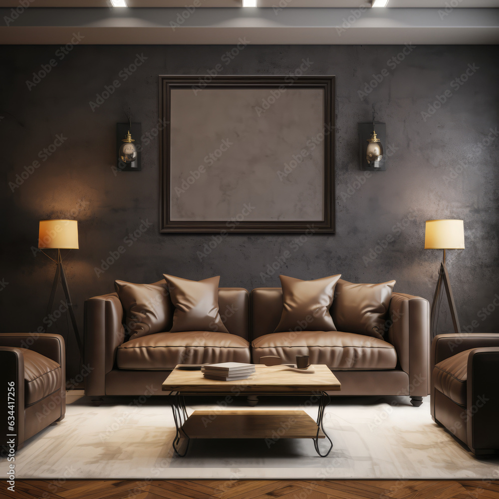 Wall Frame Mock-up man cave, minimalist room, modern Wall Frame Mock-up man cave, minimalist room, modern