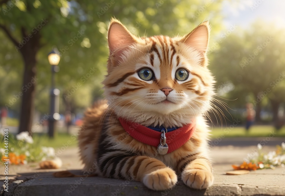 Cute cat smiling happy at the park Cute cat smiling happy at the park