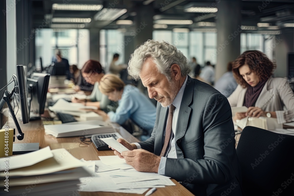 Senior doing his job in a corporation