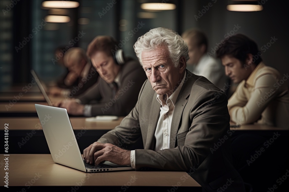 Fototapeta premium aged man close to retirement working in a corporation