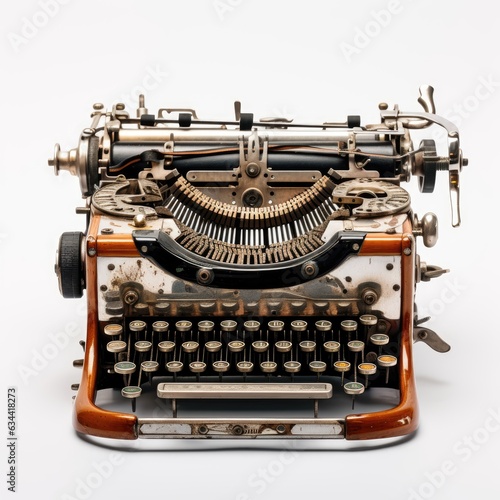 A vintage typewriter on a white background.