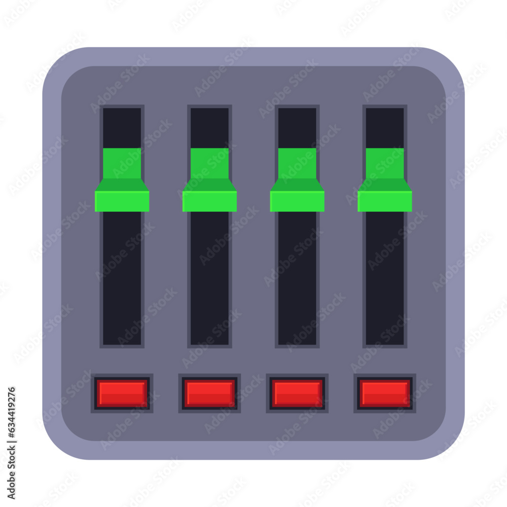 Switches flat vector illustration. Switch electric button for machine on white background. Technology, electricity concept