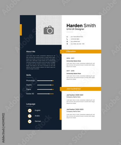 Professional CV resume template design vector minimalist