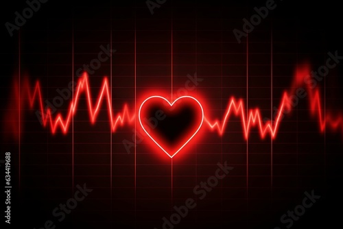 Abstract heart and digital cardiogram curve as a symbol of cardiovascular health. Background