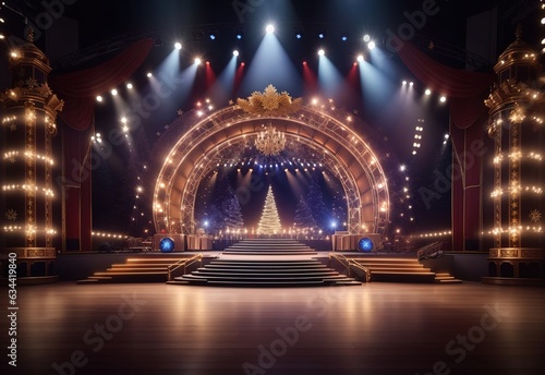An empty festive stage with light