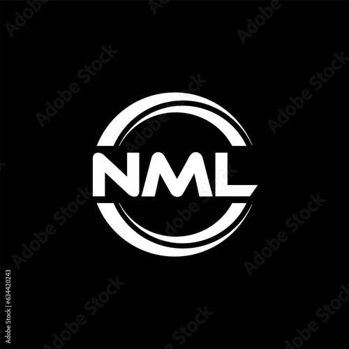 NML letter logo design with black background in illustrator, vector logo modern alphabet font overlap style. calligraphy designs for logo, Poster, Invitation, etc. © Aftab