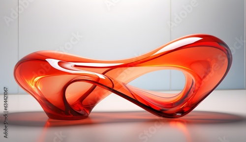 Abstract red glass figure on a white background