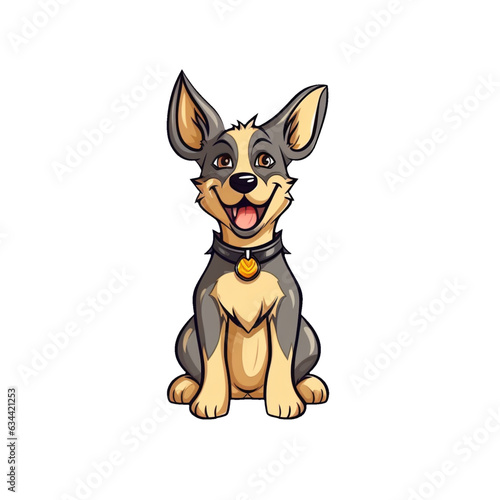 Cute Cartoon German Shepherd Dog with Ears Up and Goofy Smile