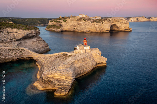 Tableau sur toile Aerial view over Corte, Corsica, France
