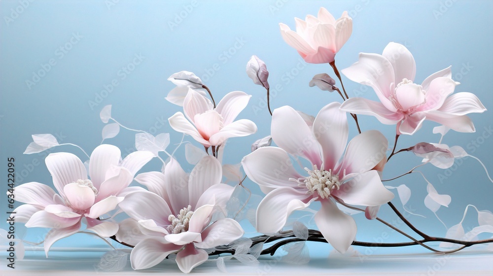 pink magnolia flowers on the table