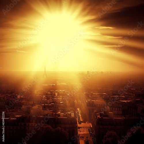 Sun sets on Paris a city of history