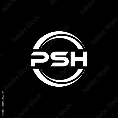 PSH letter logo design with black background in illustrator, vector logo modern alphabet font overlap style. calligraphy designs for logo, Poster, Invitation, etc.