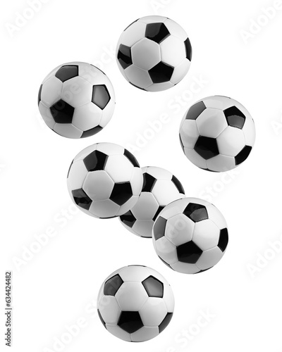 Falling Soccer ball  Football  isolated on white background  full depth of field