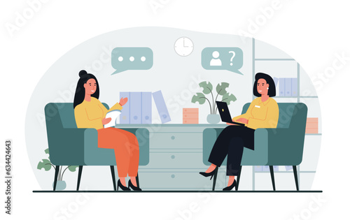 The boss of a beautiful businesswoman or an HR specialist conducting an interview with a job applicant. Interview, employment process
