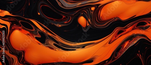 Colorful black and orange abstract liquid texture background