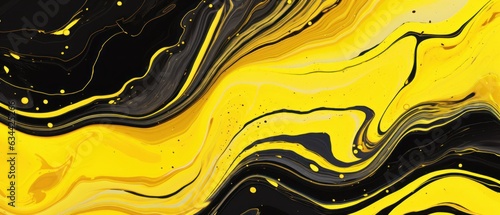 Colorful black and yellow abstract liquid texture background