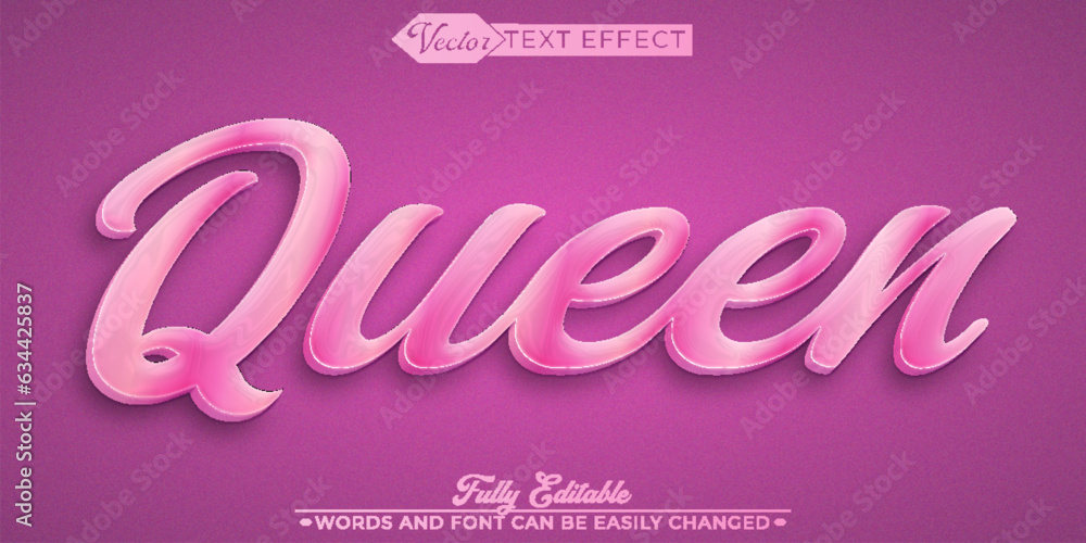 Purple Elegant Queen Vector Editable Text Effect Template