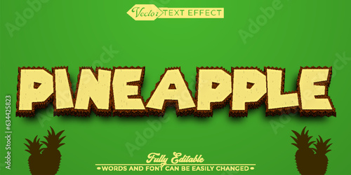 Cartoon Fresh Cut Tropical Pineapple Editable Text Effect Template