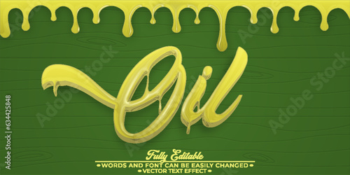 Liquid Olive Oil Vector Editable Text Effect Template photo