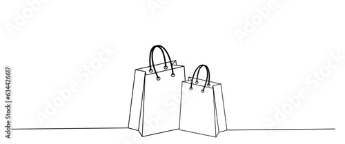 Shopping bag line art style. Black friday element vector