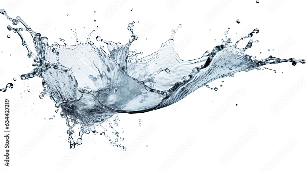Realistic splash of water on a white background, generated by AI Realistic splash of water on a white background, generated by AI