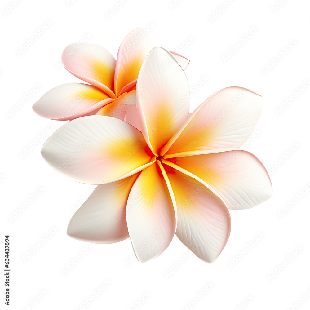 White tropical plumeria flowers isolated