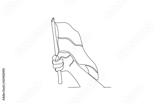 A hand raised the flag. Youth pledge one-line drawing