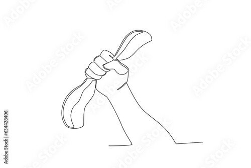 A hand grasped the flag. Youth pledge one-line drawing