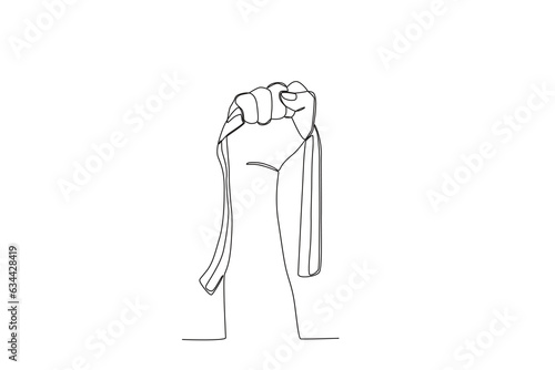 A fighting hand for Indonesia. Youth pledge one-line drawing