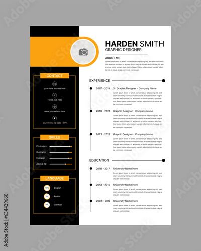 Professional CV resume template design vector minimalist