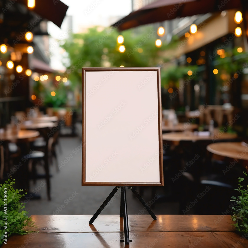 Menu Stand Background Stand Display Mockup with Menu Frame Tent Card and Blurred Background ...