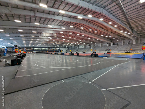 national venue competition with wreslting mats photo