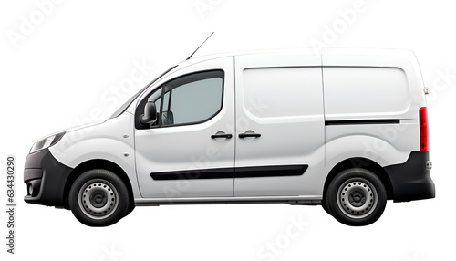 white delivery car for commercial shipping on isolated transparent background