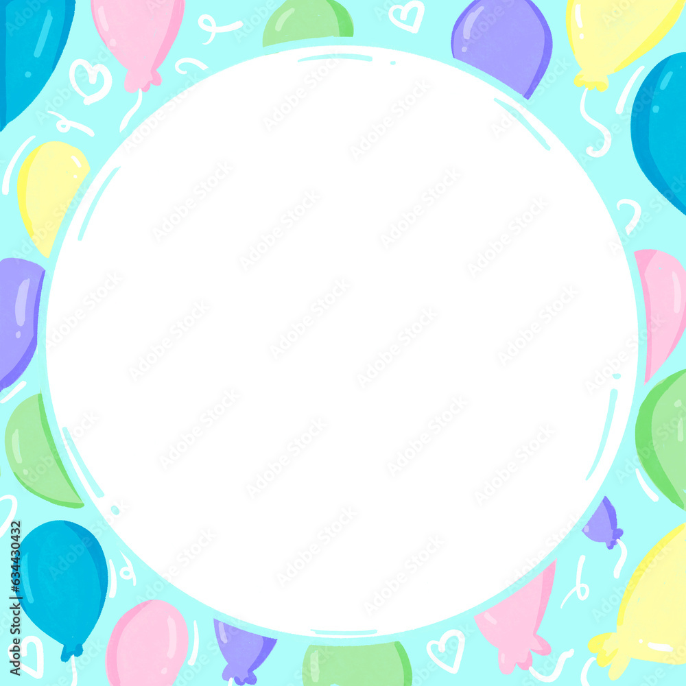 Cute colorful pastel balloon illustration frame Cute colorful pastel balloon illustration frame